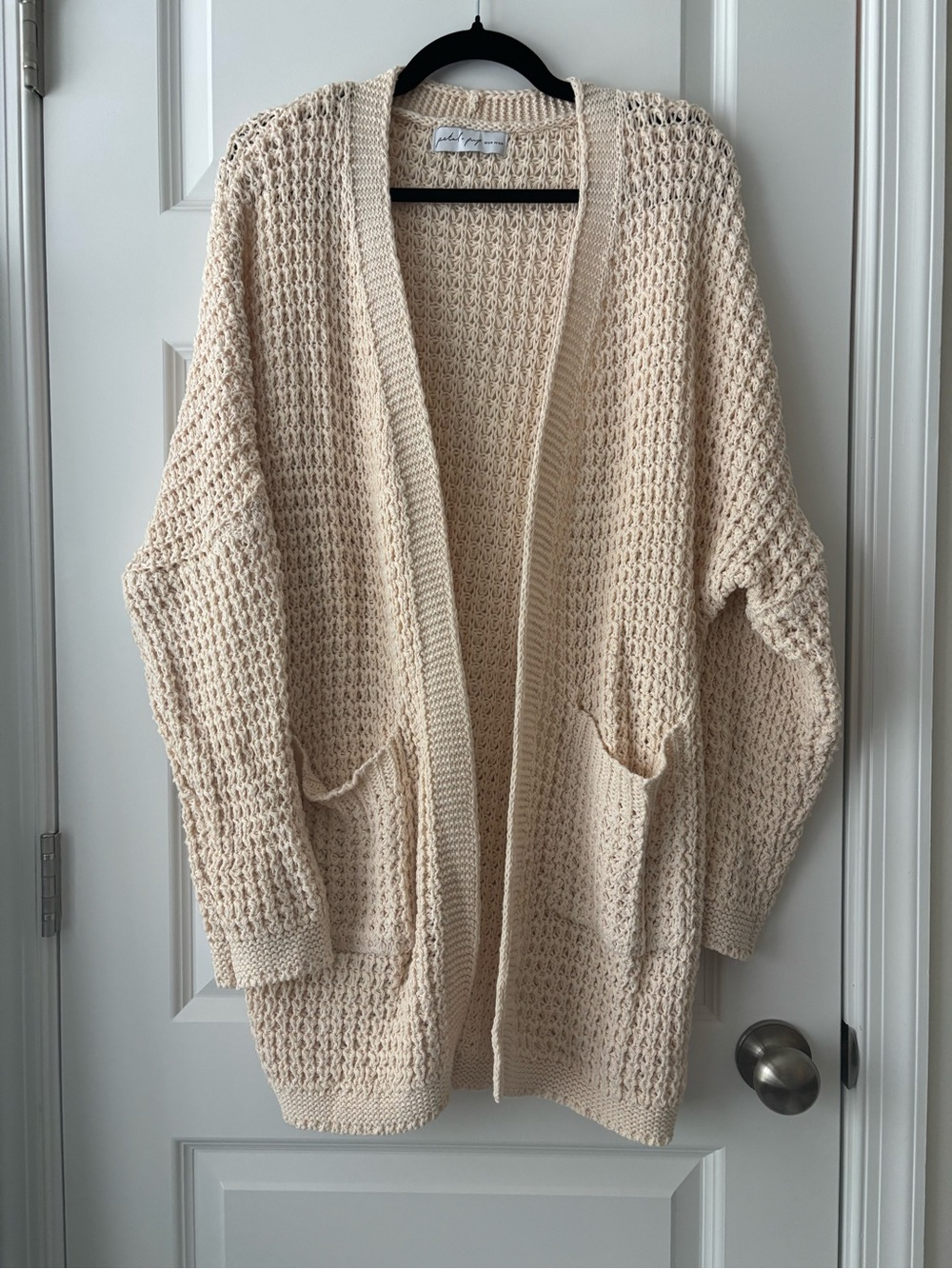 Petal + Pup Cream Open-Front Waffle Knit Cardigan Size S/M